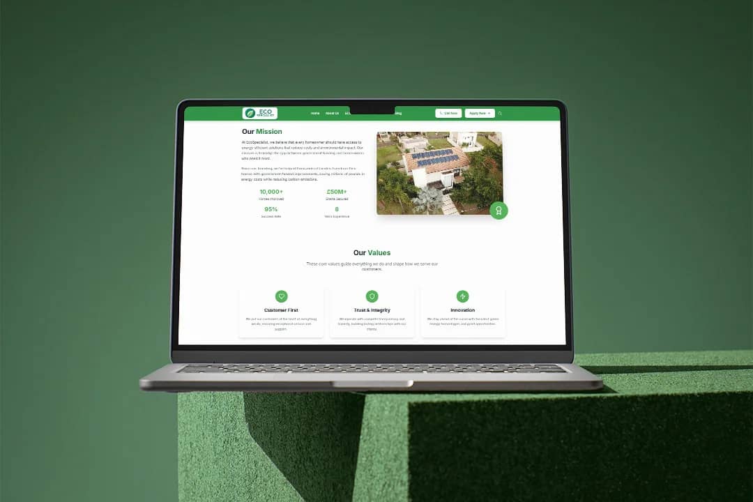 ECO Specialist client project screenshot 3, ↑ Organic enquiries